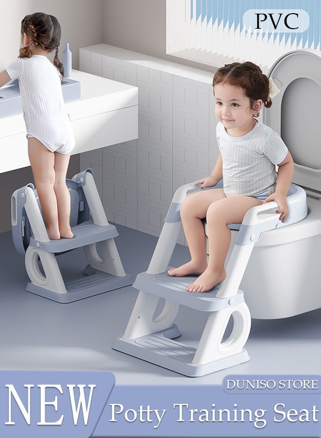 Potty Training Toilet Seat For Boys Girls, Toddler Toilet Seat With Step Stool Ladder, Foldable Toddler Potty Seat For Toilet With Non-Slip Design, Adjustable Height