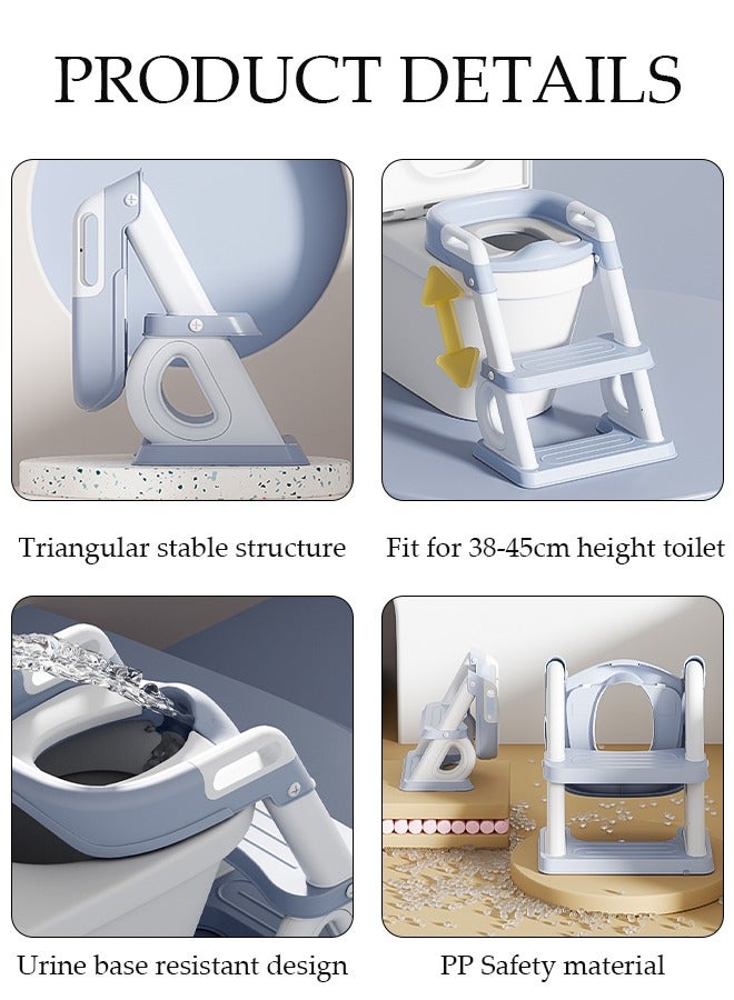 Potty Training Toilet Seat For Boys Girls, Toddler Toilet Seat With Step Stool Ladder, Foldable Toddler Potty Seat For Toilet With Non-Slip Design, Adjustable Height