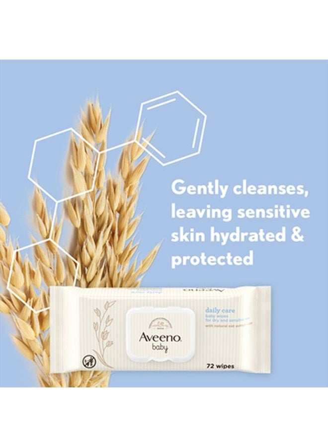 AVEENO Baby Daily Care Wipes - Cleanse Gently and Efficiently - Baby Wipes - Baby Essentials - 72 Wipes, Lid On Each Pack, Pack of 12 (864 Wipes in Total)
