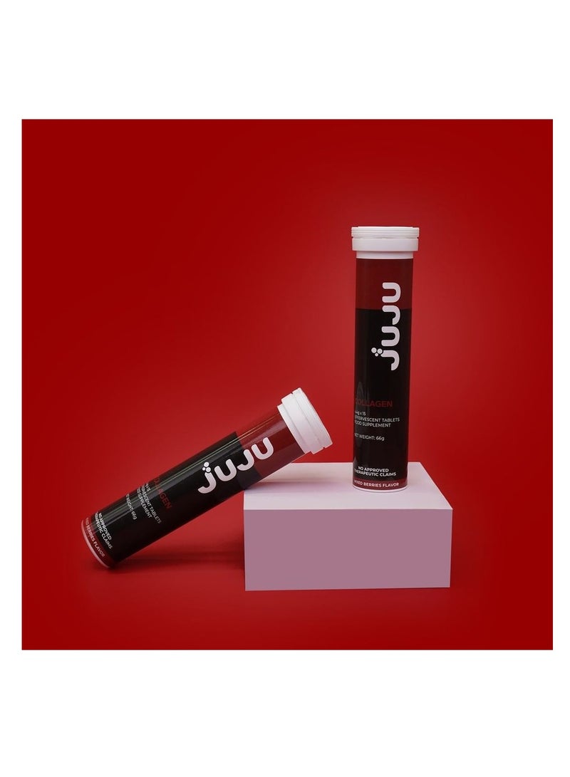 JUJU Collagen - (30 Effervescent Tablets) The Ultimate Glow-Up Solution for Your Skin, Hair, & Nails