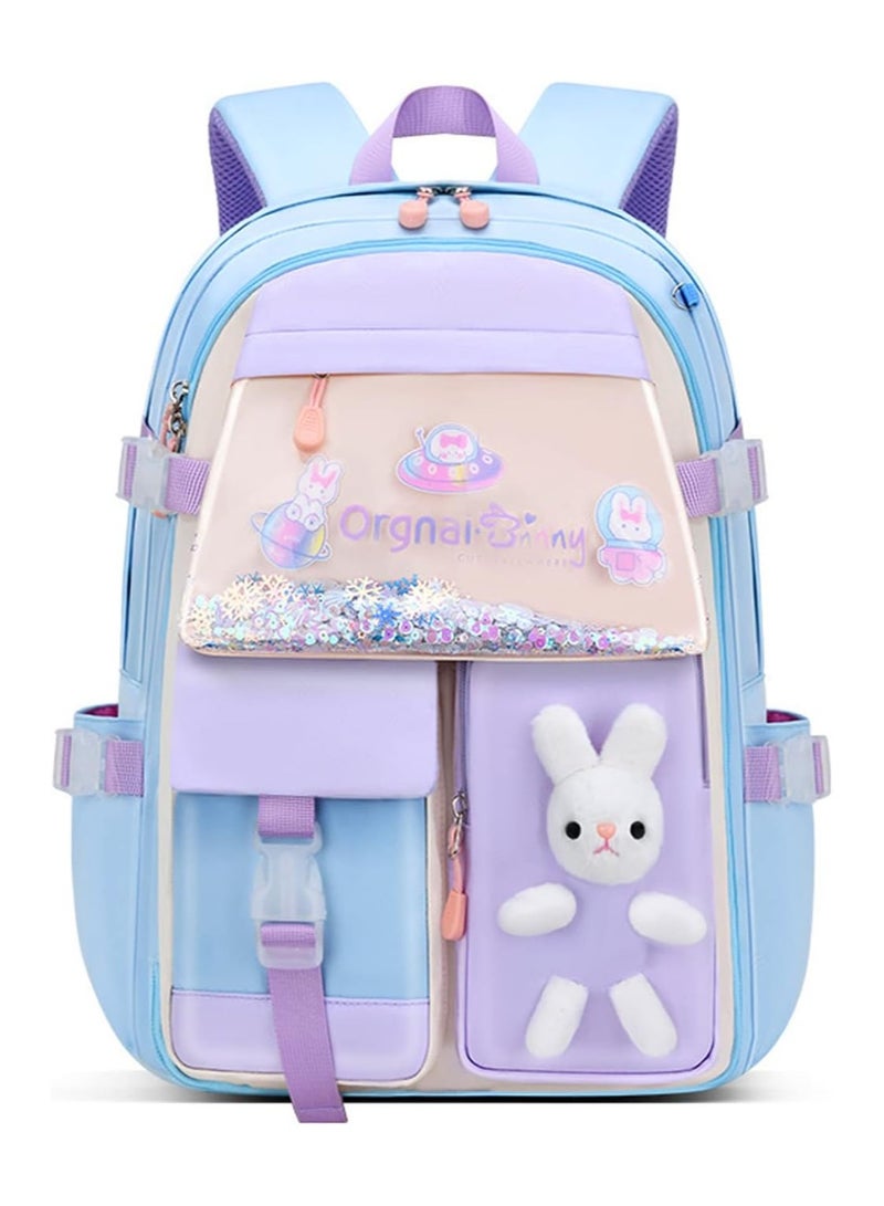 Kids Backpacks for Girls Kawaii Quicksand Refrigerator Door Girls Backpack School Bags for Girls Bunny School Bag