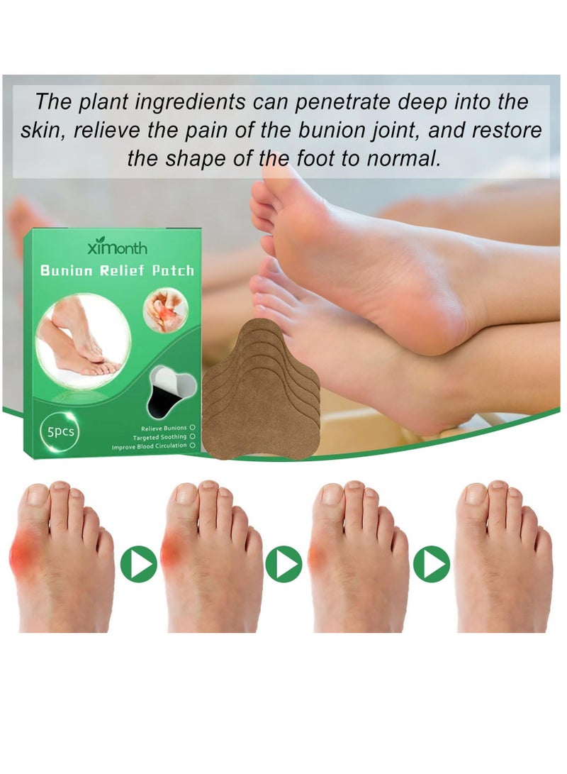 Feetin Bunion Relief Fit Patch, Strong Joints Anti Bunion Patch, Bunion Relief, Toe Spacers for Foot Pain Relief from Rubbing And Pressure, Green, 3 Box