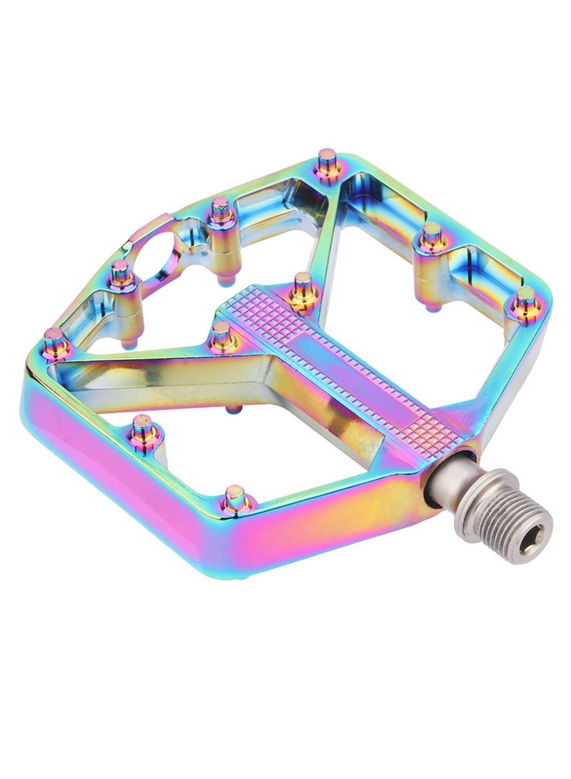 Bike Pedals, Aluminum Alloy Bicycle Pedals, Mountain Bike Pedal with Removable Anti-Skid Nails for Road/MTB Bike, Gifts for Cycling Enthusiasts (Colorful)