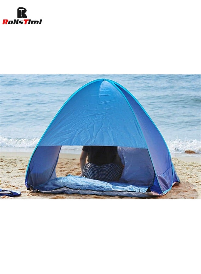 2 People Outdoor Beach Tent Set Automatic Pop Up Camping Tents,Blue