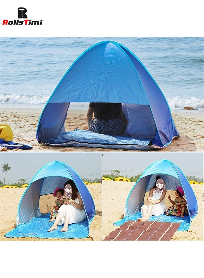 2 People Outdoor Beach Tent Set Automatic Pop Up Camping Tents,Blue