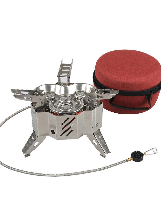 Folding Camping Gas Stove Ultralight Camping Windproof Stove with Storage Bag Strong Firepower Picnic Cooking Furnace