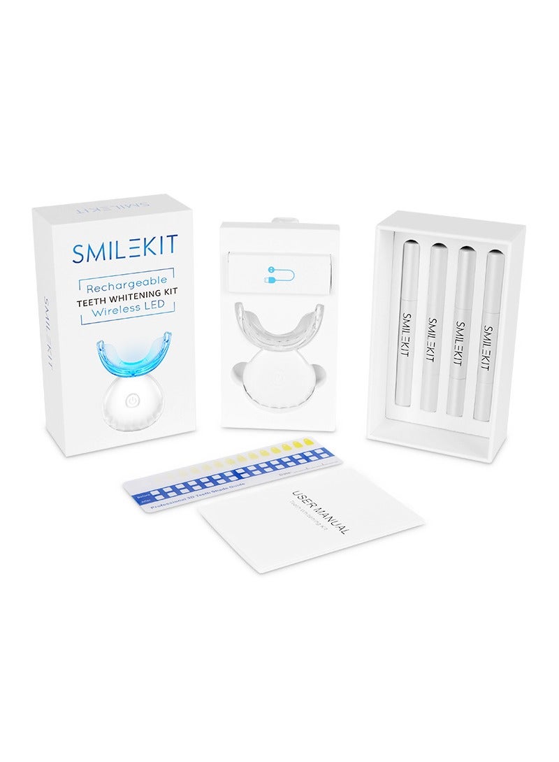Teeth Whitening Kit with Teeth Whitening Light, 14X Non-Sensitive Whitening Strips, 10 Min Fast Whitening Teeth, Natural Teeth whitening, Helps to Remove Stains from Coffee, Wines