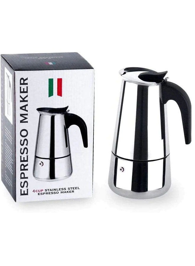 Stovetop Espresso Maker, Moka Pot, Percolator Italian Coffee Maker, 300ml/10oz/6 cup, Classic Cafe Maker, stainless steel, suitable for induction cookers