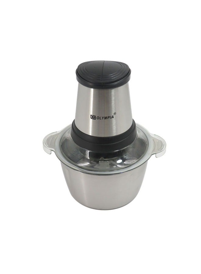 Electric Stainless Steel Food Chopper With Stainless Steel Bowl, Quad Blade, Mincer & Grinder Function 2.0 Liter 600W