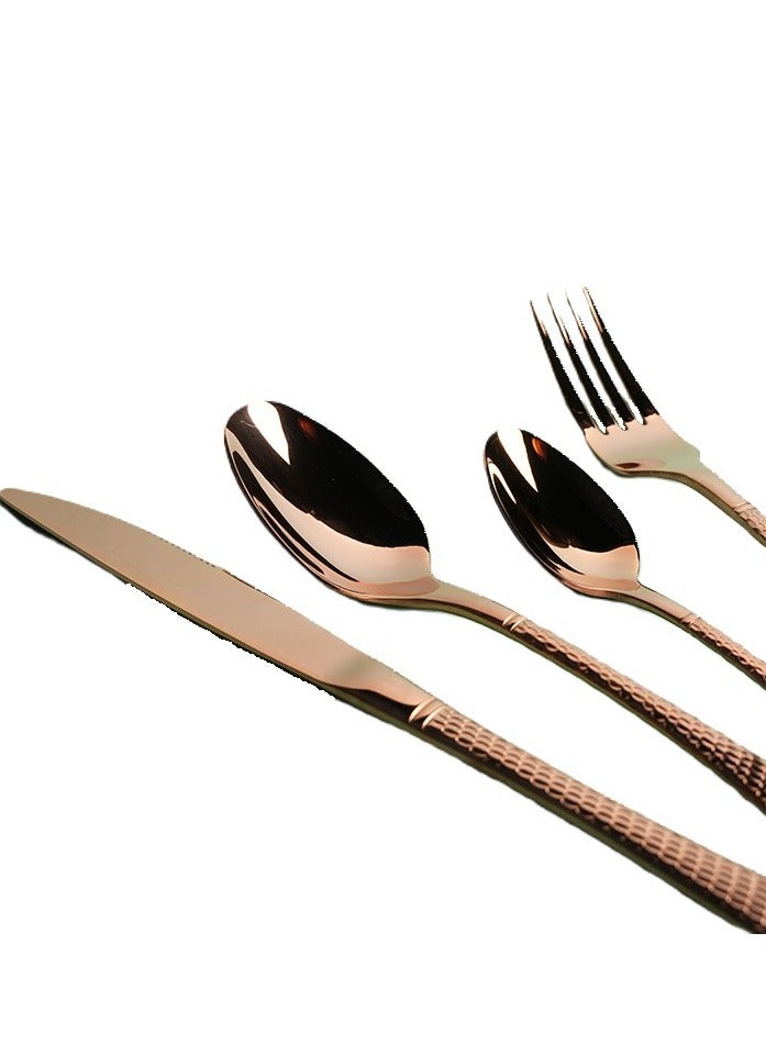 Sparkling Copper Mermaid Cutlery Set, Stainless Steel Flatware Set with Engraved Handles, 18/10 Grade, Kitchen Utensils Set, Tableware