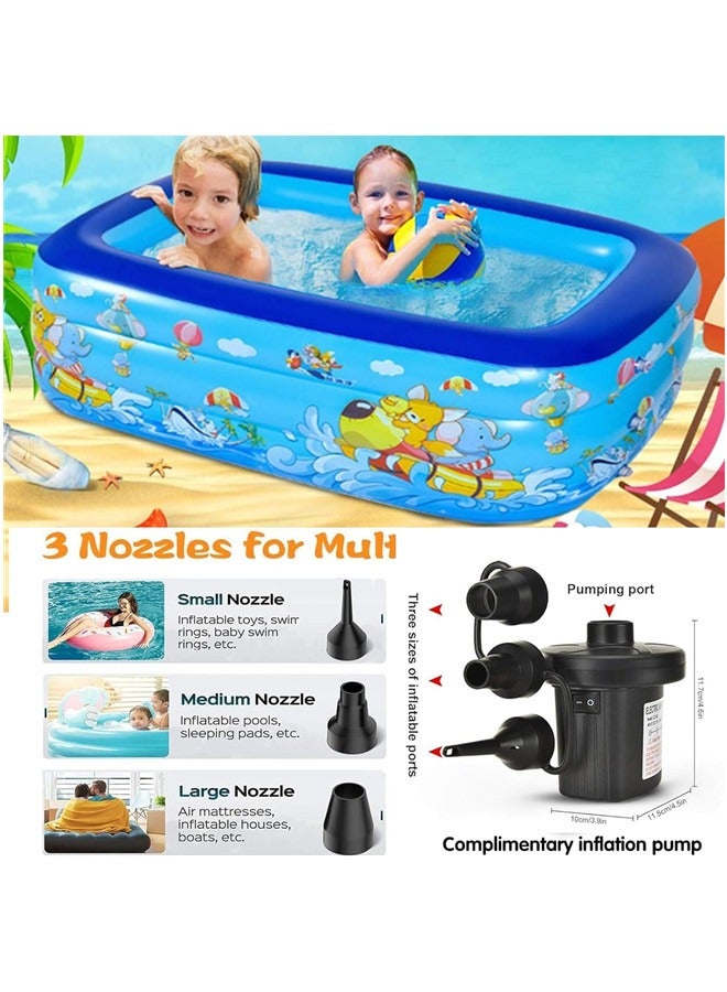 Inflatable Swimming Pool With Pump, Full-Sized Thickened Blow-Up Pool For Kids Adults, BPA-Free Kiddie Pools For Family Garden, Backyard, Summer Water Party, Indoor Outdoor,Lawn (260 * 160 * 52CM)