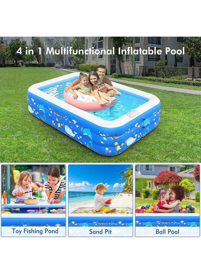 Inflatable Swimming Pool With Pump, Full-Sized Thickened Blow-Up Pool For Kids Adults, BPA-Free Kiddie Pools For Family Garden, Backyard, Summer Water Party, Indoor Outdoor,Lawn (260 * 160 * 52CM)