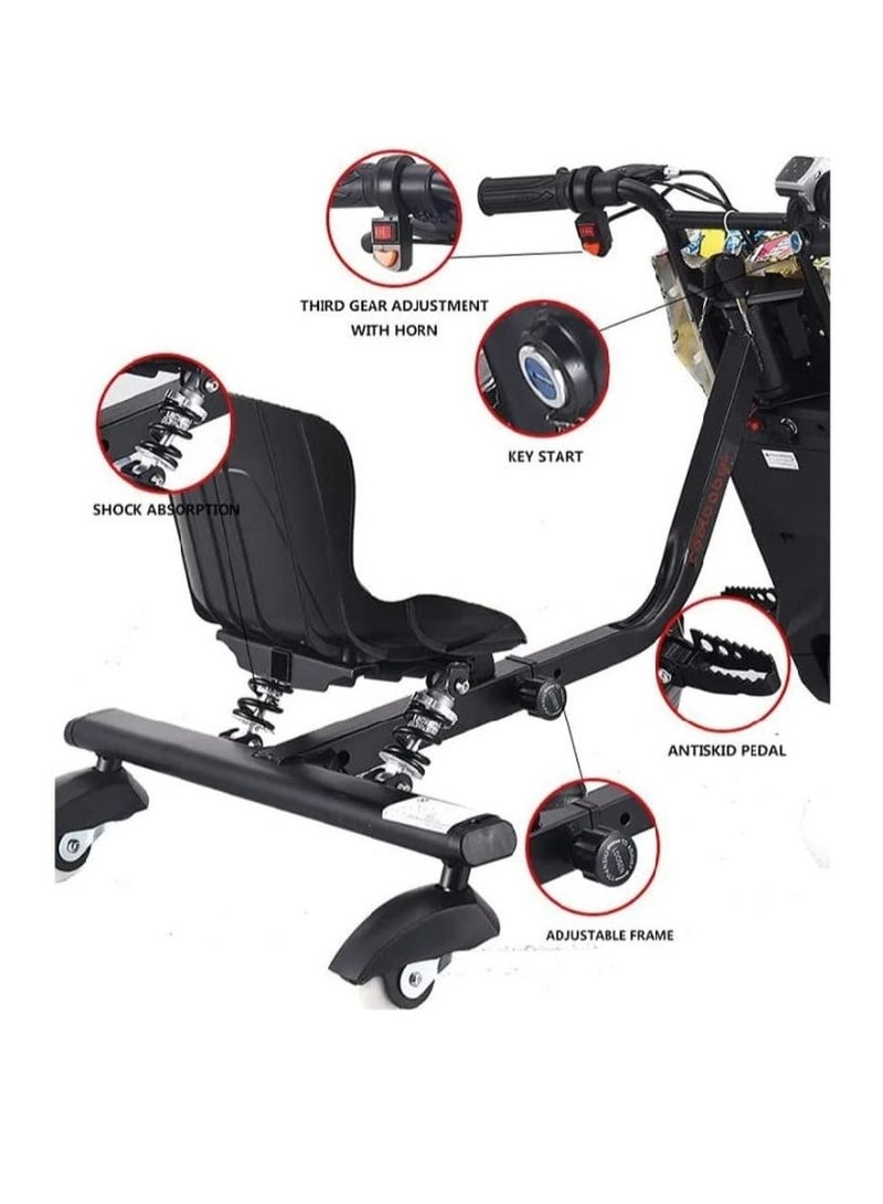 36V Drifting  3 Wheels Electric Scooter, High-Power 360 Degree Rotation with LED Light & Comfortable Seat