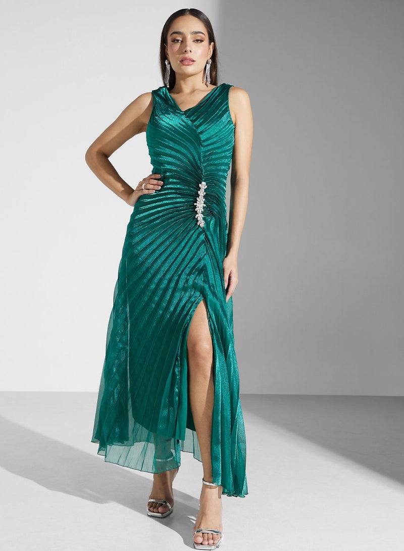 Surplice Neck Shimmer Dress