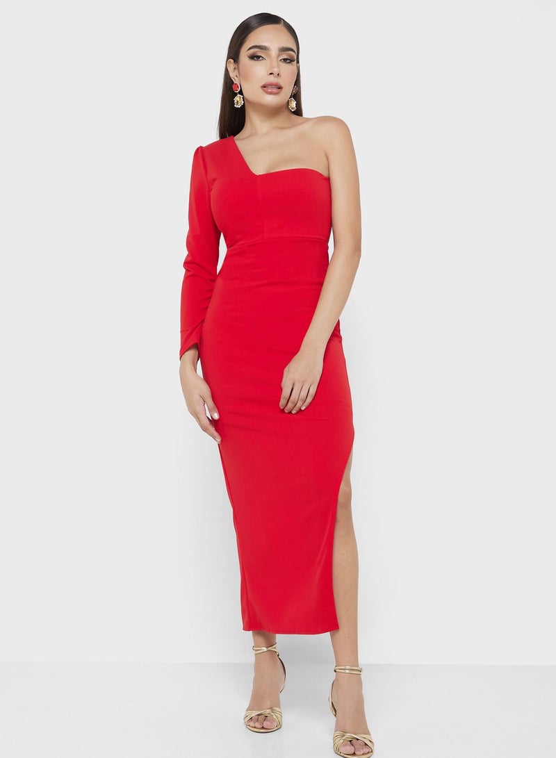 One Shoulder Back Cutout Dress