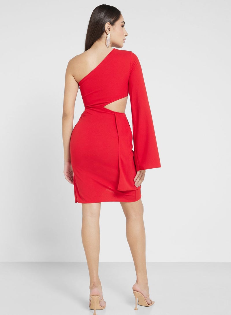 One Shoulder Dress With Cutout Detail