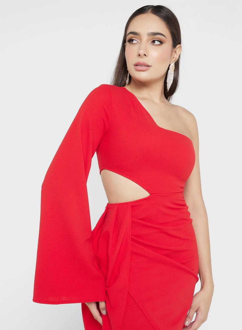 One Shoulder Dress With Cutout Detail