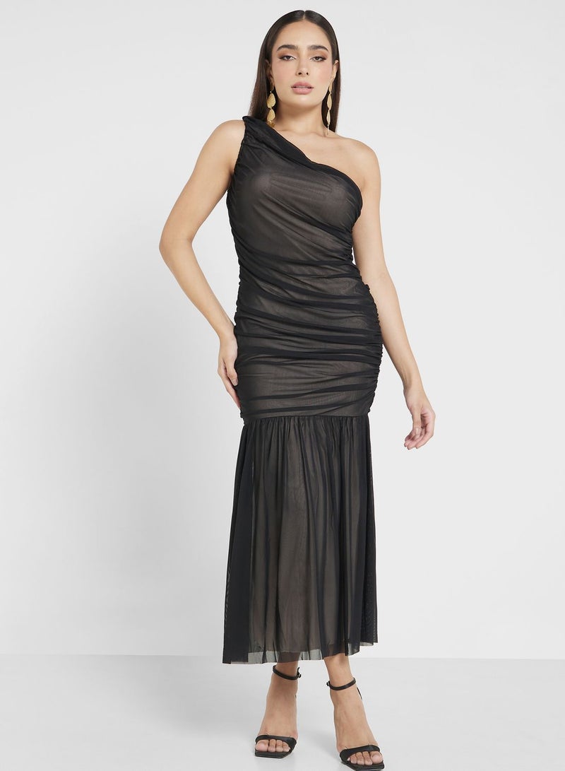 One Shoulder Ruched Dress