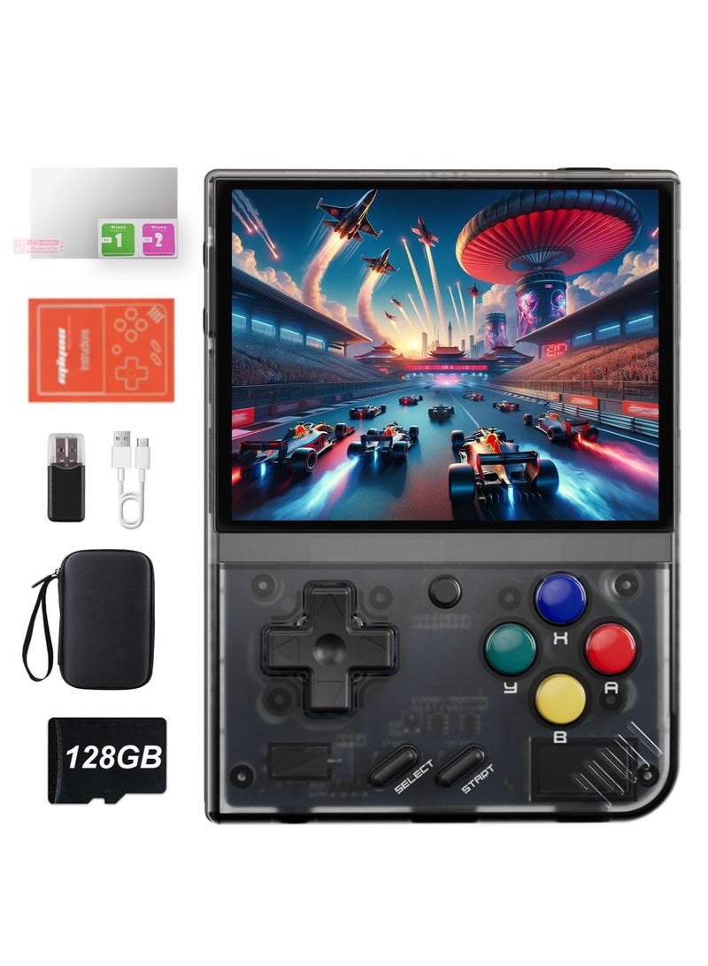 Mini Plus Handheld Game Console, with Dedicated Storage Case, 3.5 Inch IPS 640x480 Screen, 64G/128G TF Card with 10,000+ Games, 3000mAh 7+Hours Battery, Support Wireless Network (Black 128G)
