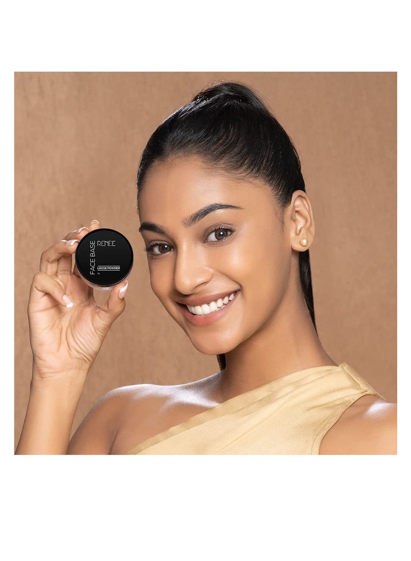 RENEE Face Base Loose Powder   Translucent 7gm   Non Sticky  Weightless Matte Finish  Excellent Pay of  Enriched with Vitamin E