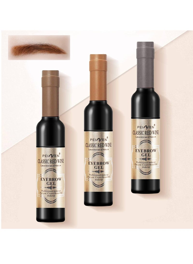 Wine Eyebrow Gel 3 Colors Wine Bottle Tattoo Brow Gel Tint Eyebrow Beauty Dyeing Eyebrow Cream Peelable Tearing Eyebrow Colouring Gel Waterproof Quick Dry Dyeing No Smudge Easy to Color