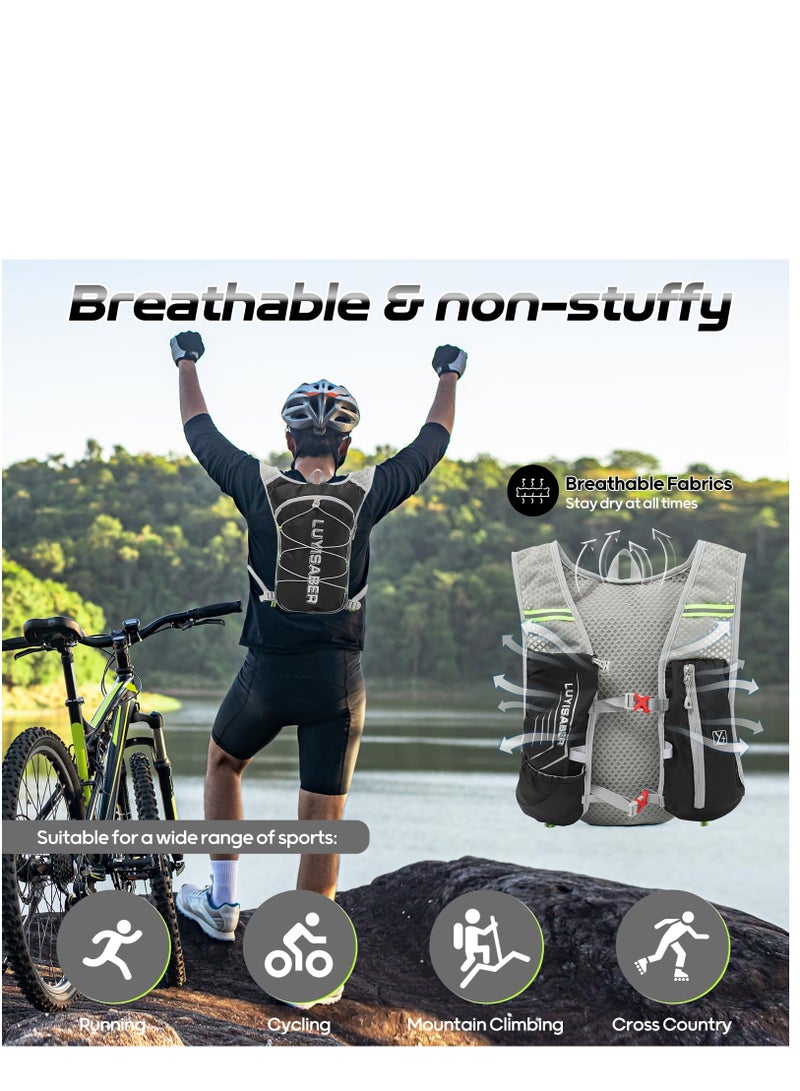Running Backpack, Lightweight Running Vest Women, Micro-Splash Resistant Surface Hydration Vest for Outdoor Cycling Marathon Running Skiing Camping Climbing Regardless of Gender