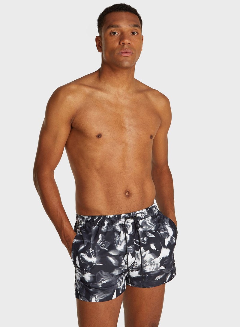 Printed Medium Drawstring Swim Shorts
