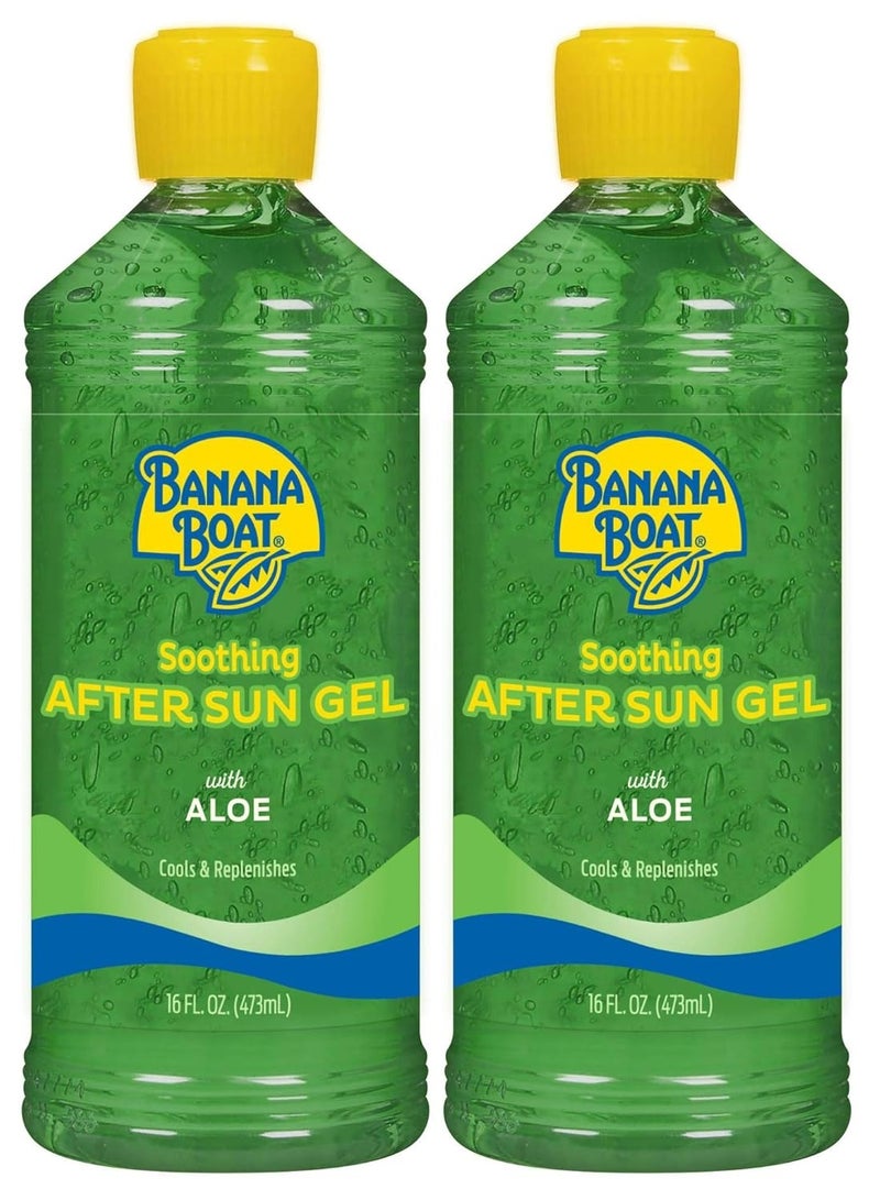 Banana Boat Soothing After Sun Gel with Aloe Twin Pack | After Sun Care Aloe Gel, After Sun Aloe, Sunburn Relief, 16oz each