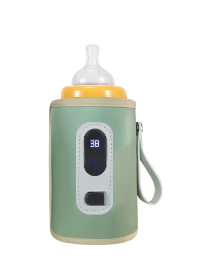 Baby Bottle Warmer Wear Resistant Portable USB Plug Milk Bottle heater Insulation Bag（Green）