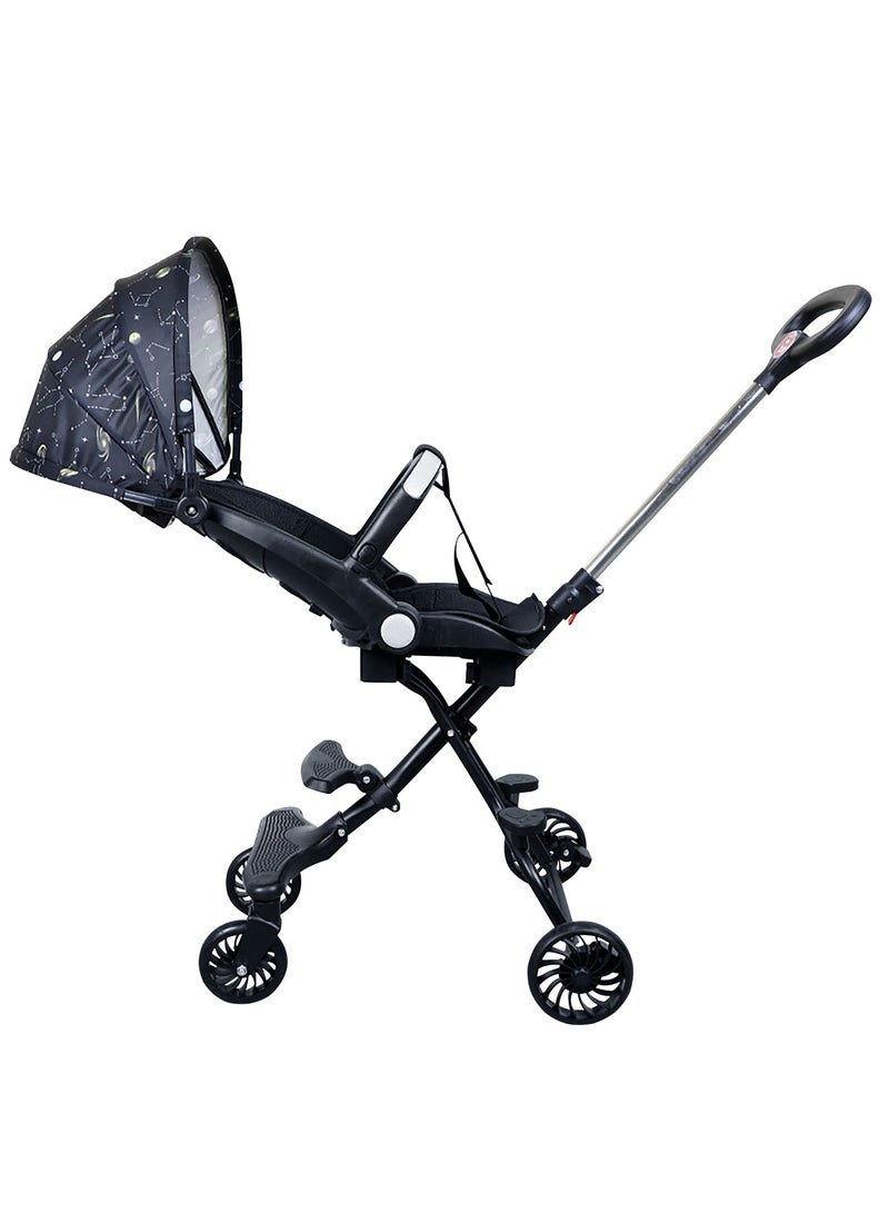 Reversible Baby Stroller 3 In 1 Stroller, Multi Level Adjustment, Easy Fold, Three Point Safety Belt, UV Protection From Sun, Seat Conversion, Easy To Carry - SevenStars