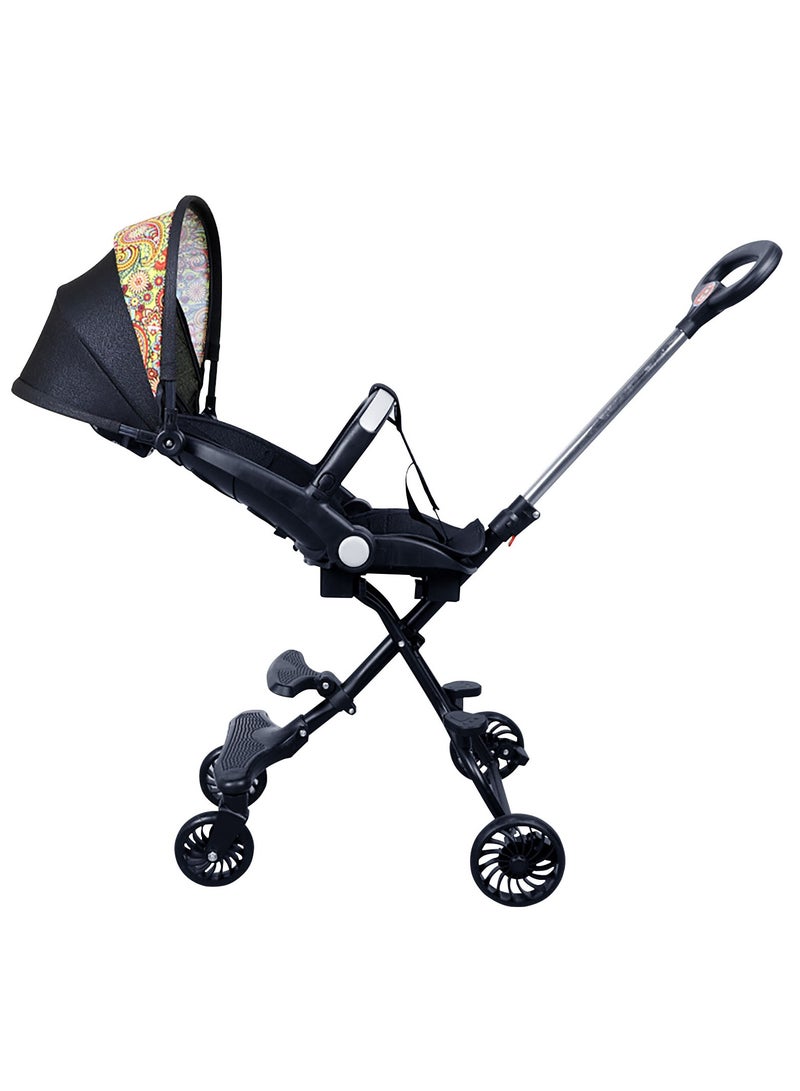 Reversible Baby Stroller 3 In 1 Stroller, Multi Level Adjustment, Easy Fold, Three Point Safety Belt, UV Protection From Sun, Seat Conversion, Easy To Carry - Exotic Style