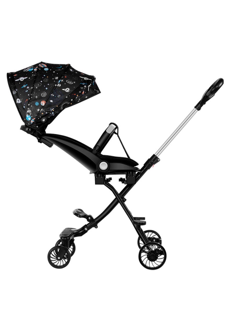 Reversible Baby Stroller 3 In 1 Stroller, Multi Level Adjustment, Easy Fold, Three Point Safety Belt, UV Protection From Sun, Seat Conversion, Easy To Carry, StarTrek