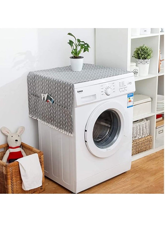 Washing Machine Dustproof Cover, 55cm × 130cm Anti-Stain Waterproof Washer and Dryer Protection Covers for The Top, Anti-Slip Refrigerator Fridge Dust Cover with Storage Bag (1pcs)