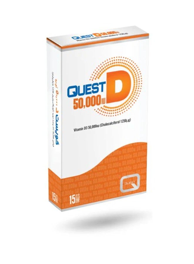 D 50000 IU (Cholecalciferol 1250) 15 Tablets: High-Strength Vitamin D3 Supplement for Comprehensive Health Support