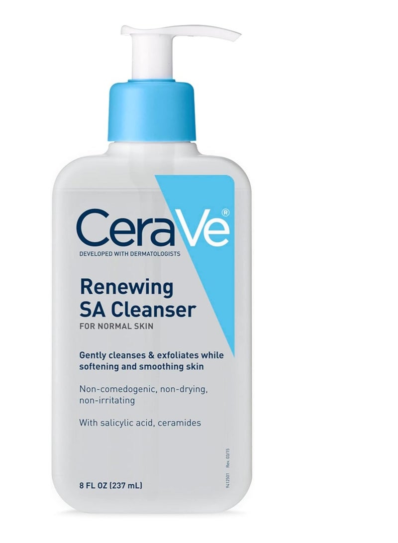 CeraVe SA Cleanser Salicylic Acid Face Wash with Hyaluronic Acid, Niacinamide & Ceramides BHA Exfoliant for Face 8 Ounce, multi, 8 Fl Oz (Pack of 1)