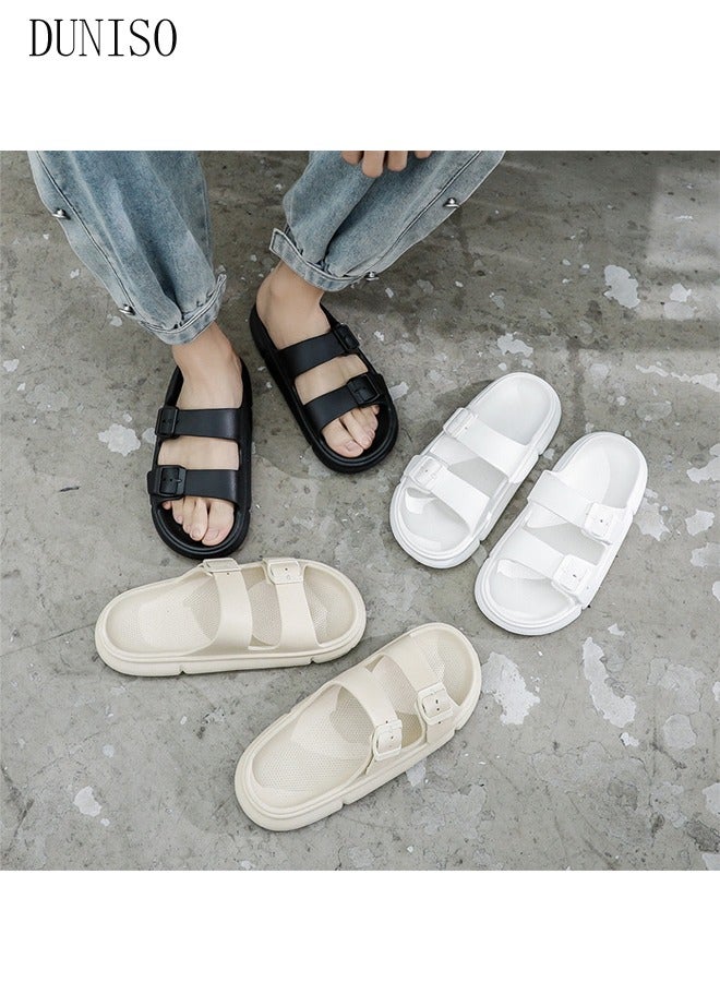 Men's slippers Summer Sandals Lightweight Slide Sandal with Non-slip Soles Thick Sole Beach Slipper Breathable Slip-on Sandal House Flat Slipper for Pool Beach Yard Kitchen Shower