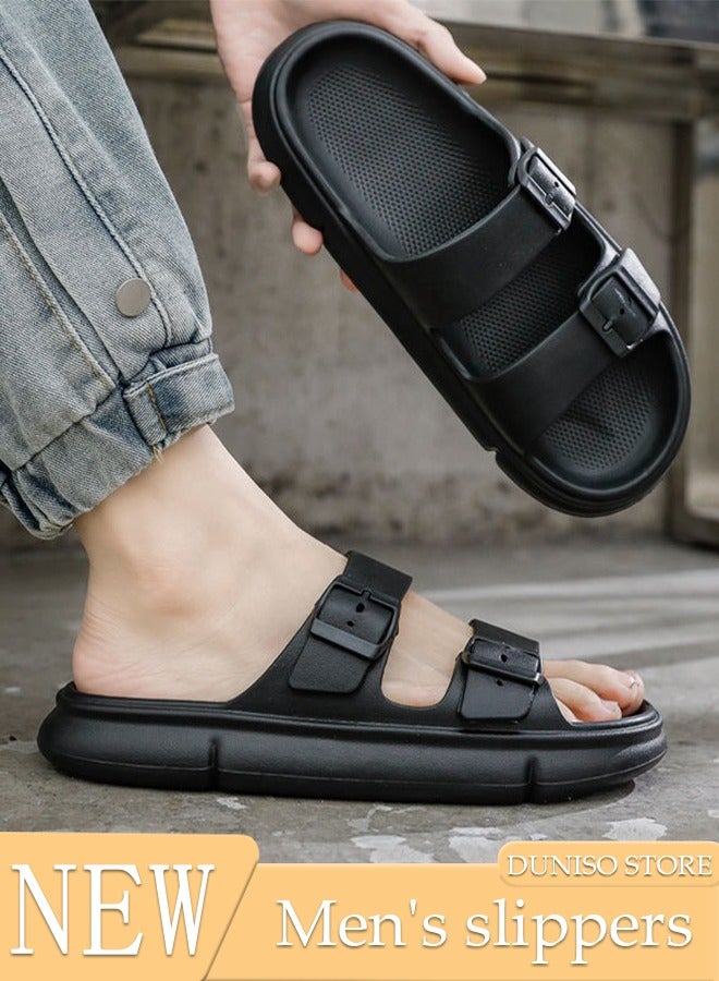 Men's slippers Summer Sandals Lightweight Slide Sandal with Non-slip Soles Thick Sole Beach Slipper Breathable Slip-on Sandal House Flat Slipper for Pool Beach Yard Kitchen Shower