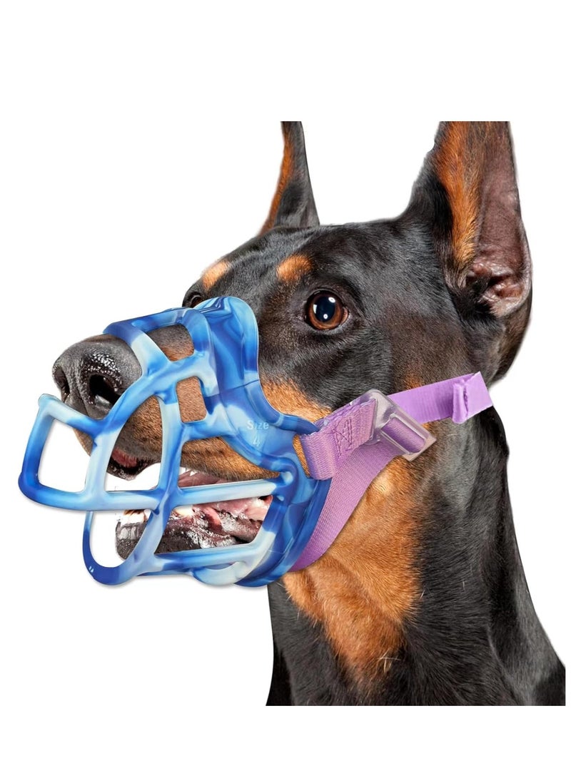 Dog Muzzle, Basket Muzzle Anti Biting Chewing, Breathable Dog Mouth Guard, Sturdy Lightweight Muzzle Allows Drinking, Cage Muzzle for Small Medium Large Dogs, for Grooming Trimming Training (Blue)