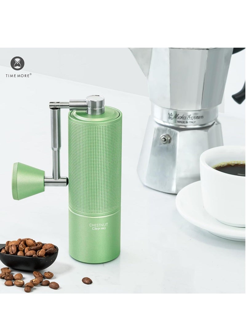 Chestnut C3 ESP Hand Coffee Grinder, Manual Coffee Hand Grinder Capacity 25g with CNC Stainless Steel Conical Burr, Internal Adjustable Setting, Double Bearing Positioning for Travel, Camping (Green)