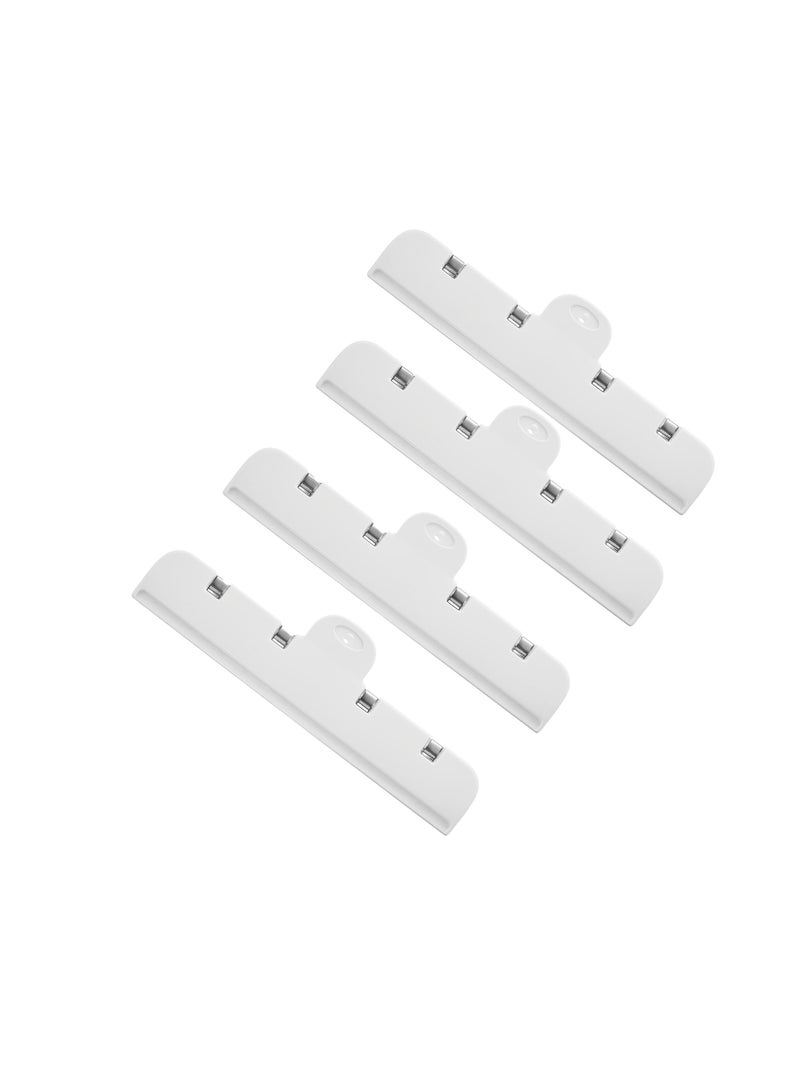 4 Pack Large Bag Clips with Magnet, Large Bag Clips for Food Storage, Food Clips with Air Tight Seal Grip, Suitable for Bread Bags, Snack Bags and Food Bags (White, Transparent)