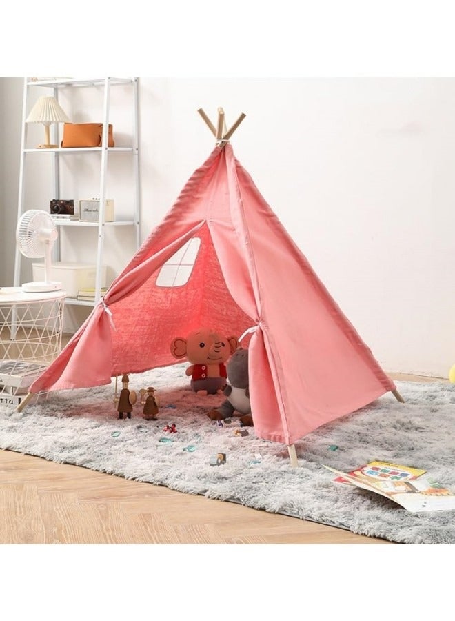 Teepee Tent for Kids Play Tent Canvas Toddler Tent Foldable Kids Tent for Toddlers Kids Tents Indoor Play Tent Playhouse for Kids Children Room Tent Pink