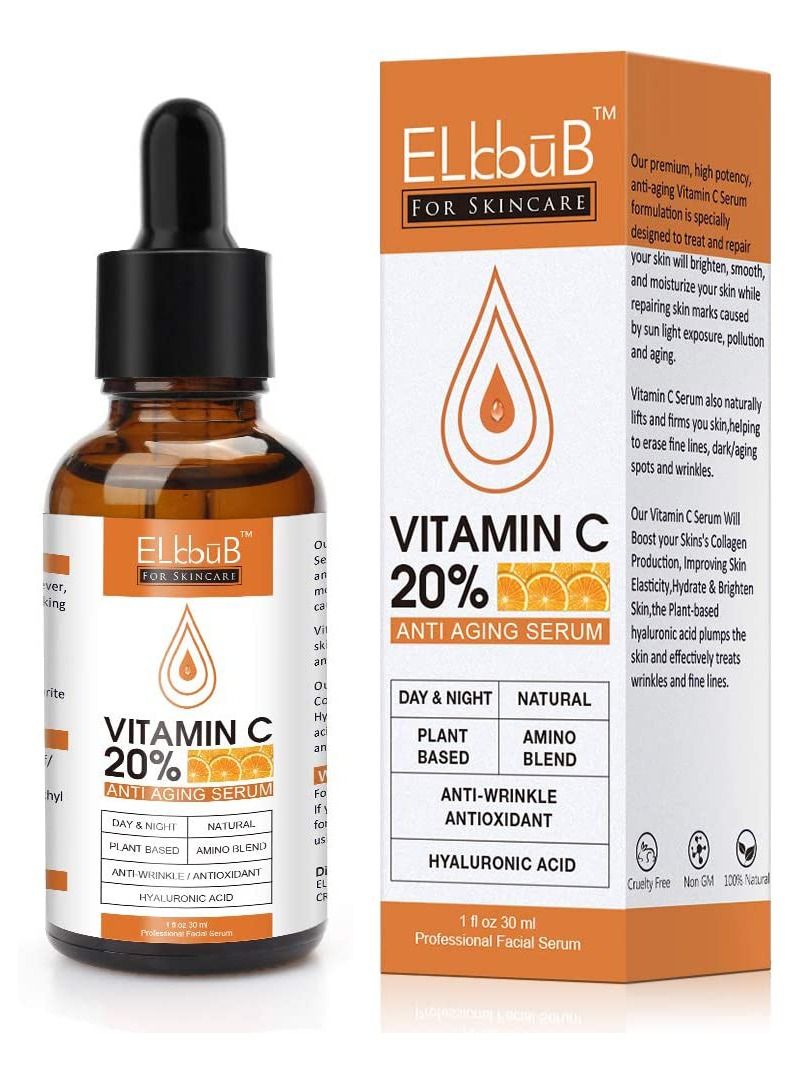 Premium 20% Vitamin C Serum For Face With Hyaluronic Acid