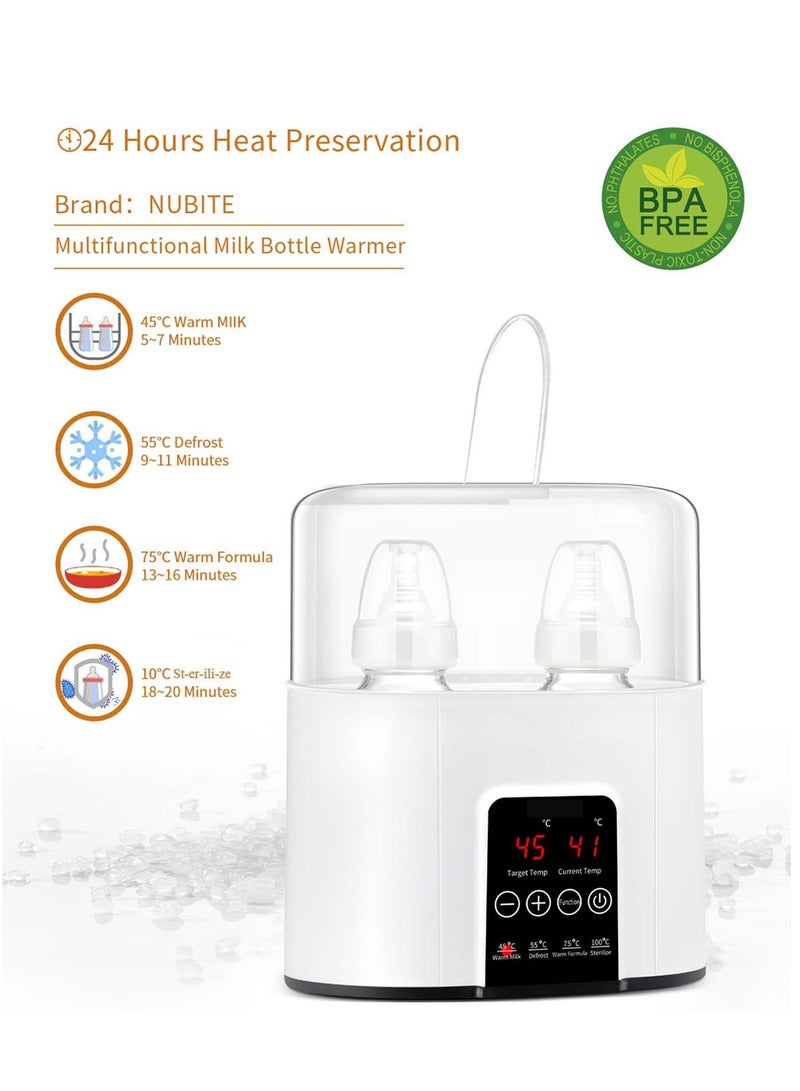 Baby Bottle Warmer, Fast Warming, 24H Constant Mode Breast Milk Warmer, Baby Food Heater & Defrost Warmer with Timer for Twins, LCD Display Accurate Temperature Adjustment