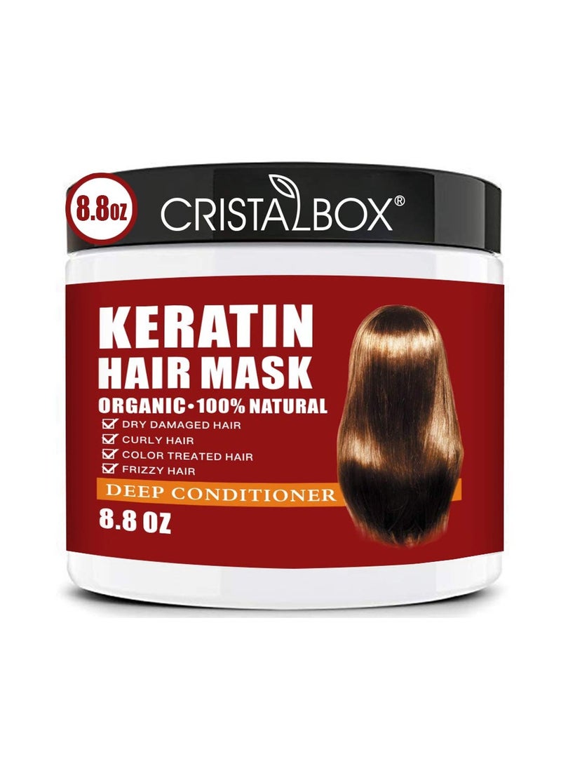 Keratin Hair Mask,Deep Repair Damage Root, 250ml Mask for Dry Damaged Hair,Hair Treatment & Scalp Treatment,Natural Deep Conditioner Hydrating Masque