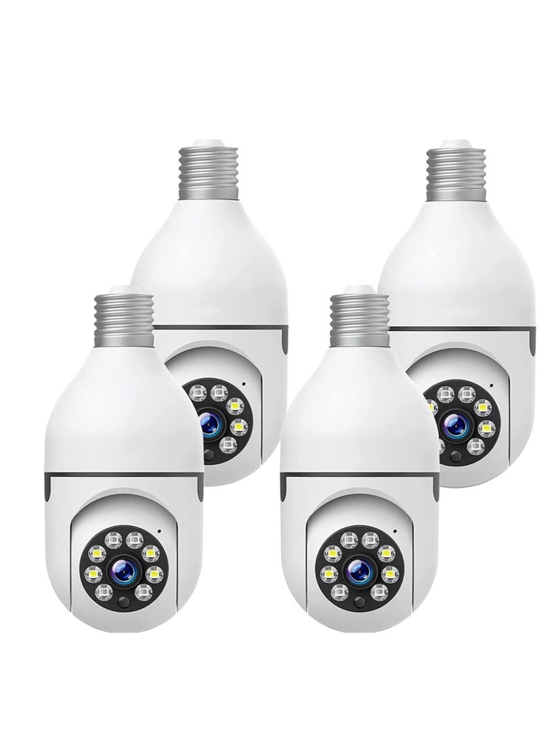 WiFi Light Bulb Camera 360 Degree Wireless Outdoor Security Camera Home Surveillance Cam with 1080P Color Night Vision Human Motion Detection(4-PCS)