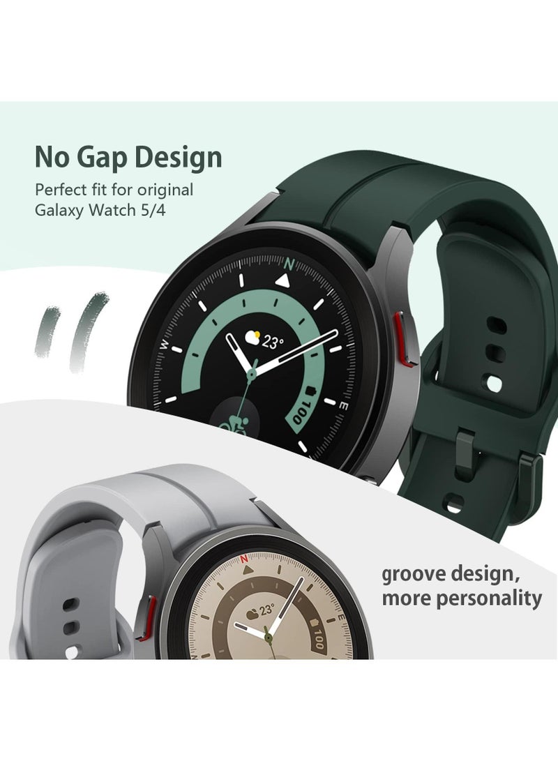5Pack Silicone Replacement Strap for Samsung Galaxy Watch 5 Pro 45mm, Galaxy Watch 4 40mm 44mm, Classic 42mm 46mm No Gap Replacement Strap with Colorful Buckle(Black/Grey/Red/Blue/Green)