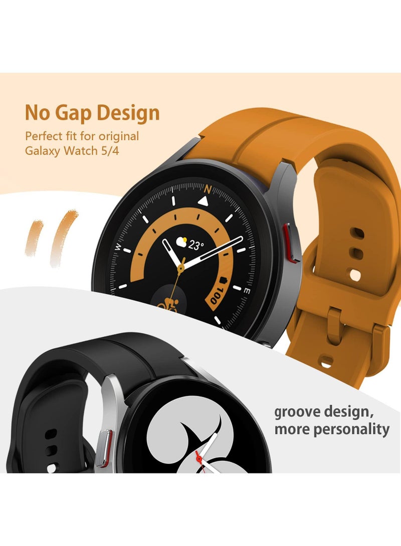 5Pack Silicone Replacement Strap for Samsung Galaxy Watch 5 Pro 45mm,Galaxy Watch 4 40mm 44mm,Classic 42mm 46mm No Gap Replacement Strap with Colorful Buckle(Black/Blue/Green/Blue/Yellow)