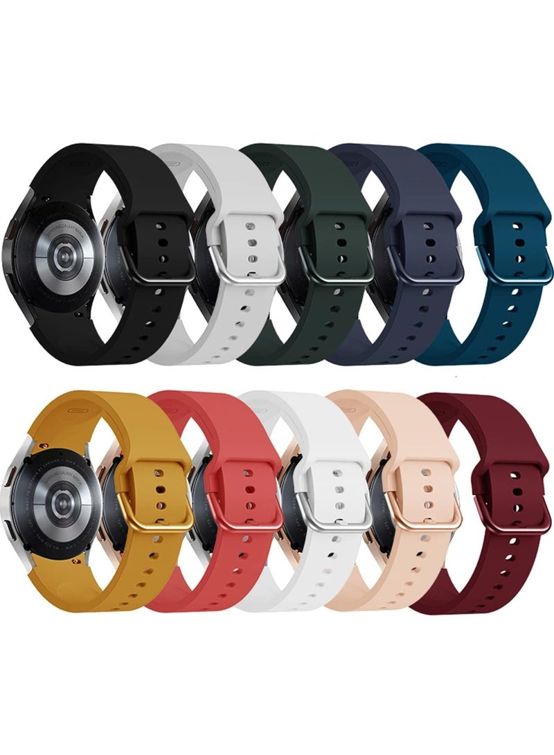 10 PCS Bands Compatible with Samsung Galaxy Watch Galaxy Watch 5 4 40mm 44mm Classic 42mm 46mm Band with Colorful Buckle for Galaxy Watch 5 Pro 45mm 20MM Soft Silicone Strap for Women Men