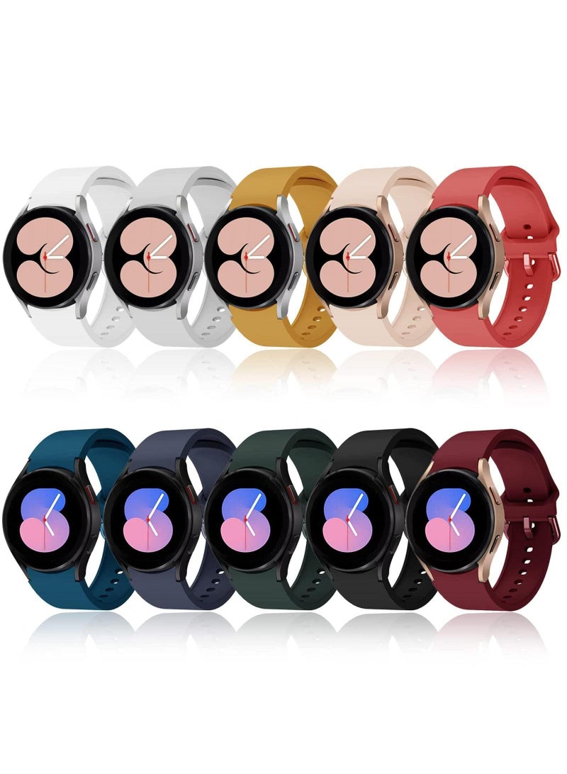 10 PCS Bands Compatible with Samsung Galaxy Watch Galaxy Watch 5 4 40mm 44mm Classic 42mm 46mm Band with Colorful Buckle for Galaxy Watch 5 Pro 45mm 20MM Soft Silicone Strap for Women Men