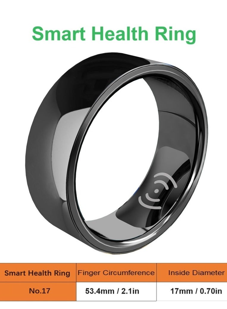 Smart Health Ring for Health Monitor Sleep Monitoring Blood Oxygen Heart Rate Calories Burned Finger Temperature Step Tracker Newest Intelligent Wearable Device Wireless Charging Black No.17#